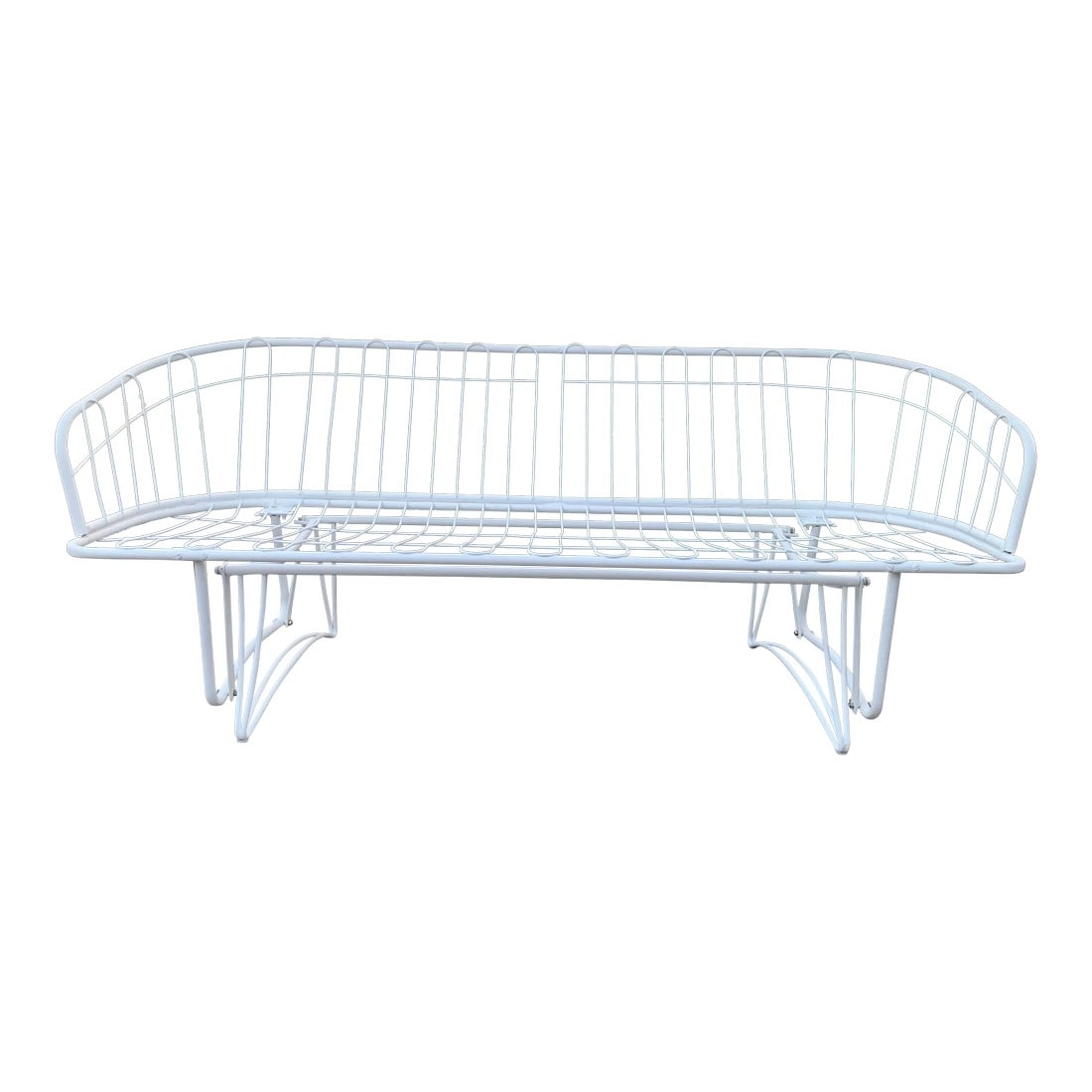 Homecrest Metal Wire Glider Sofa Attributed to Homecrest: Mid century modern patio sofa glider attributed to Homecrest. It has been completely disassembled bushings replaced along with hardware that has been replaced with galvanized bolts and it has been