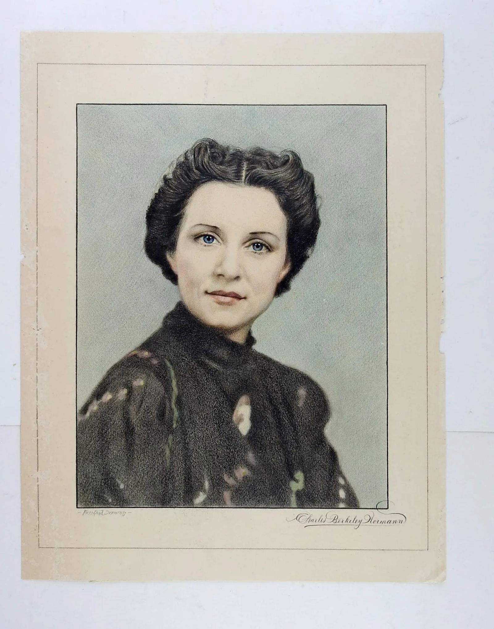 Vintage Charles Berkeley Normann Portrait of Geneva Flores Hart Drawing - 4