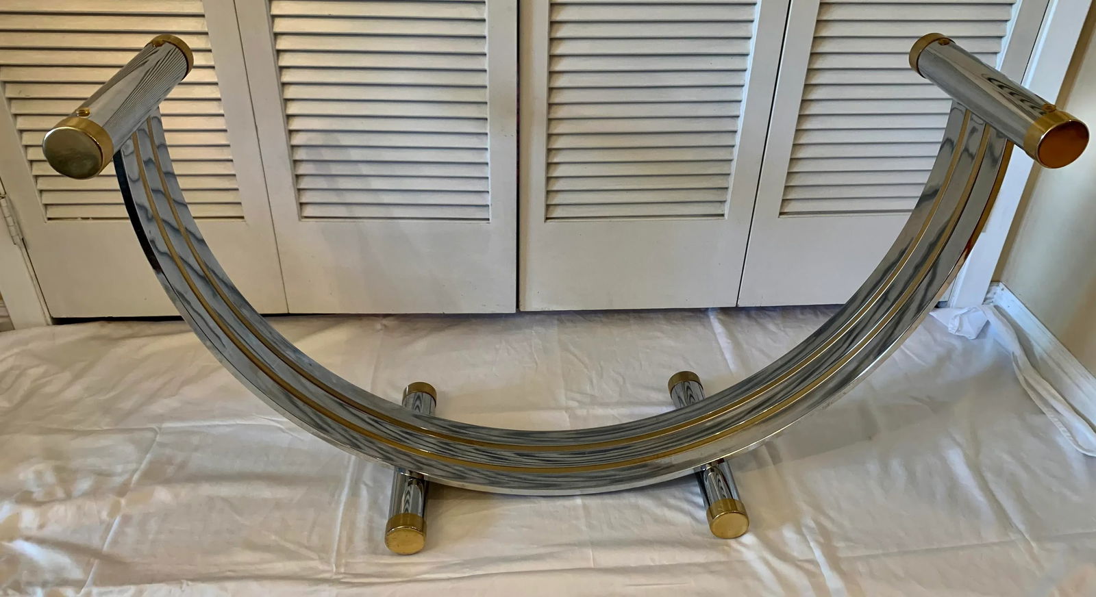 Vintage Romeo Rega Chrome Brass U-Shaped Console Table - 10