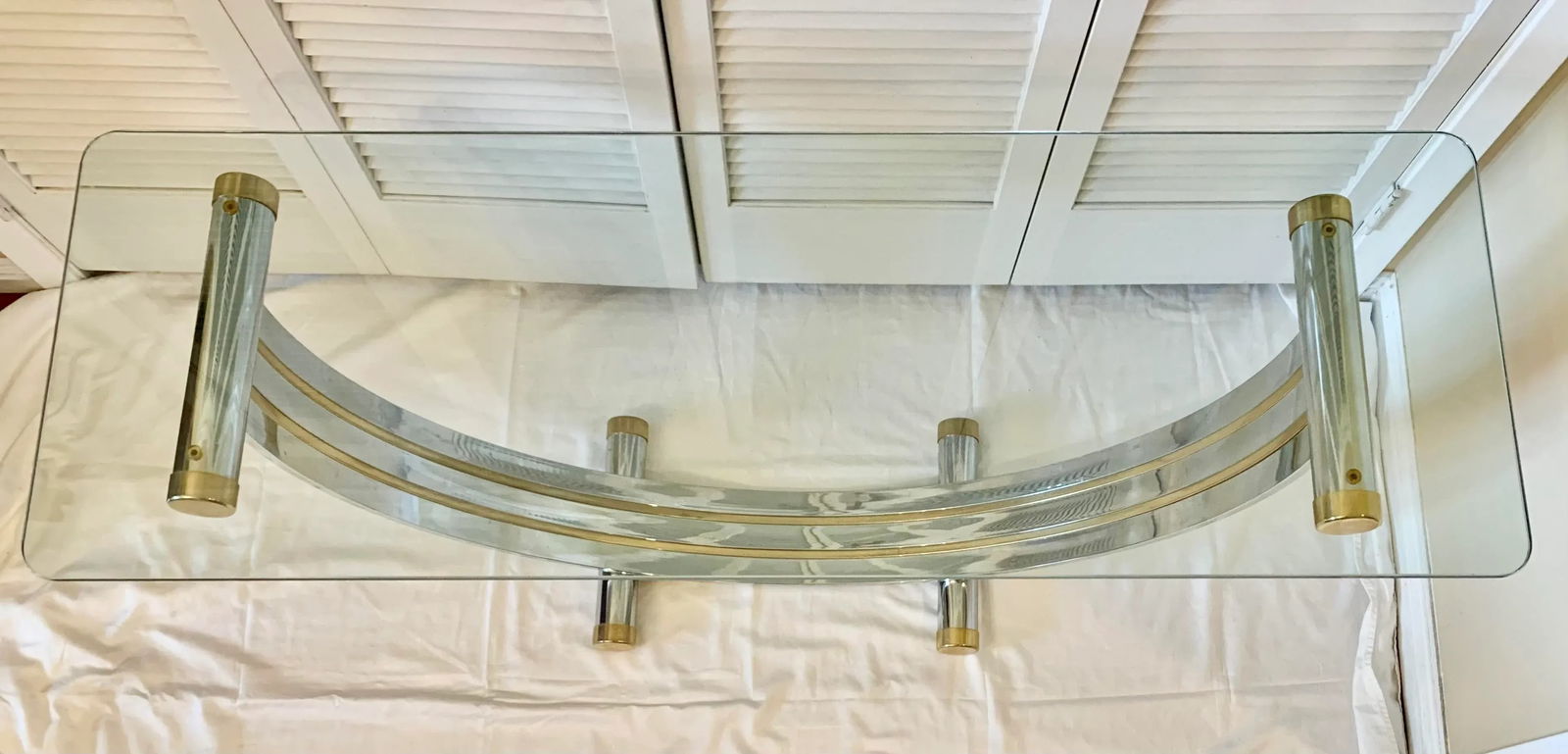 Vintage Romeo Rega Chrome Brass U-Shaped Console Table - 2