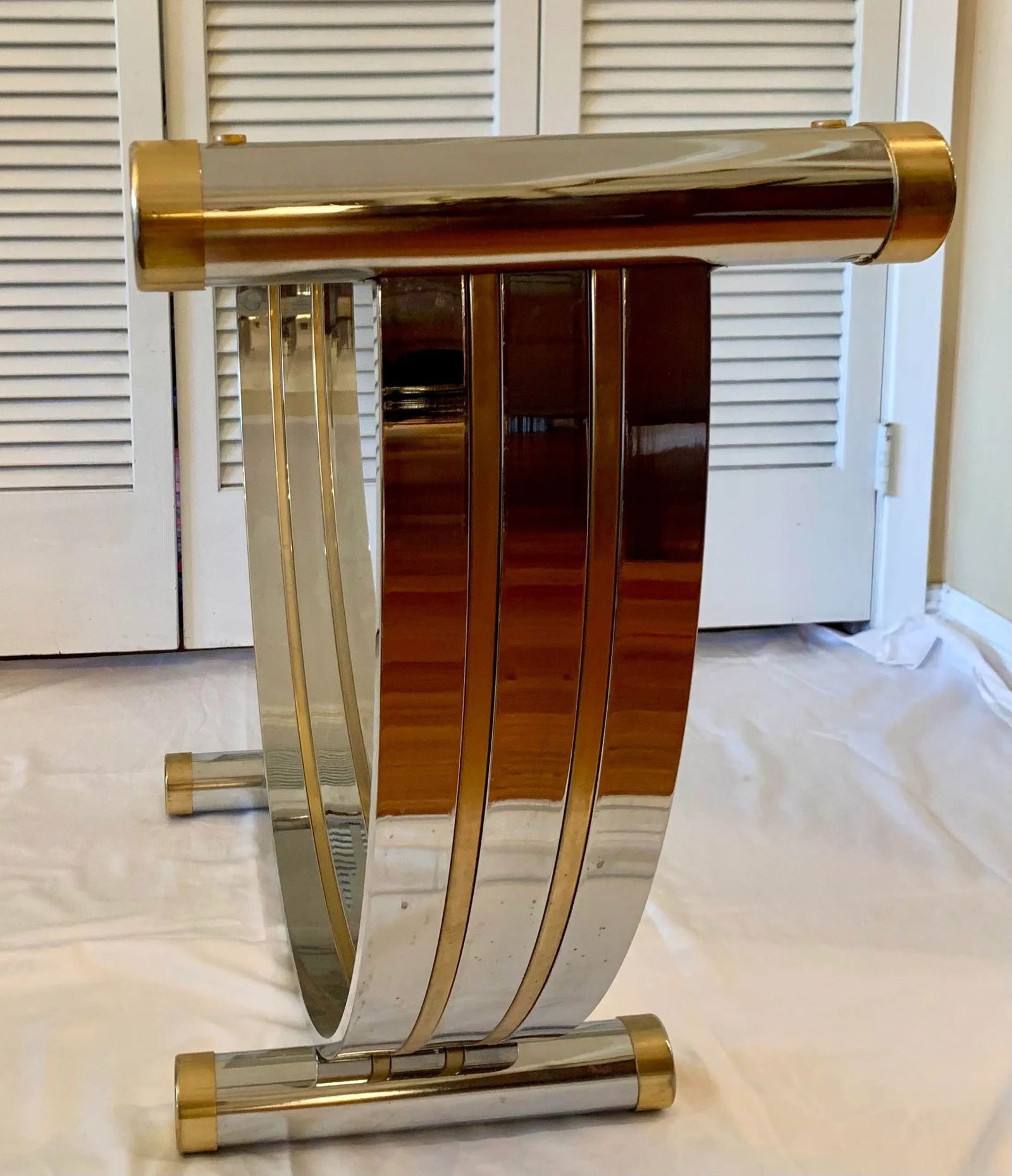 Vintage Romeo Rega Chrome Brass U-Shaped Console Table - 3