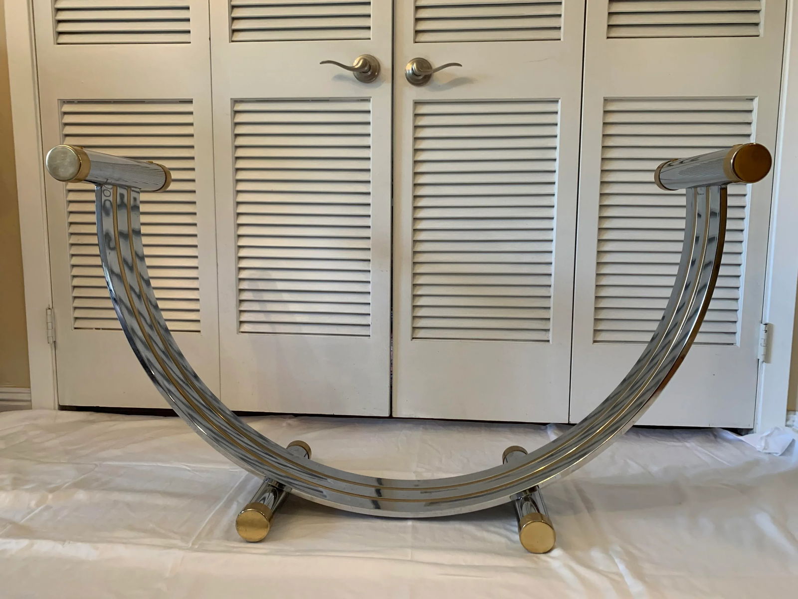 Vintage Romeo Rega Chrome Brass U-Shaped Console Table - 4