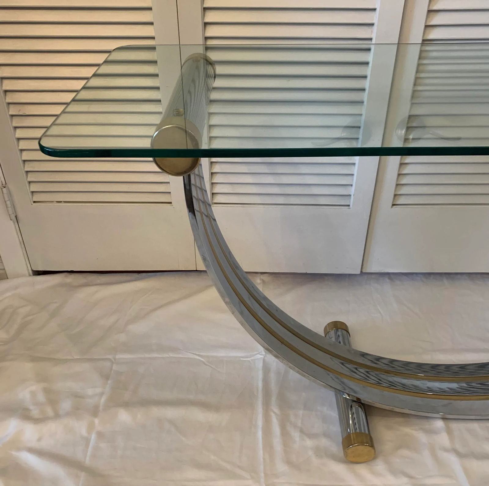Vintage Romeo Rega Chrome Brass U-Shaped Console Table - 7