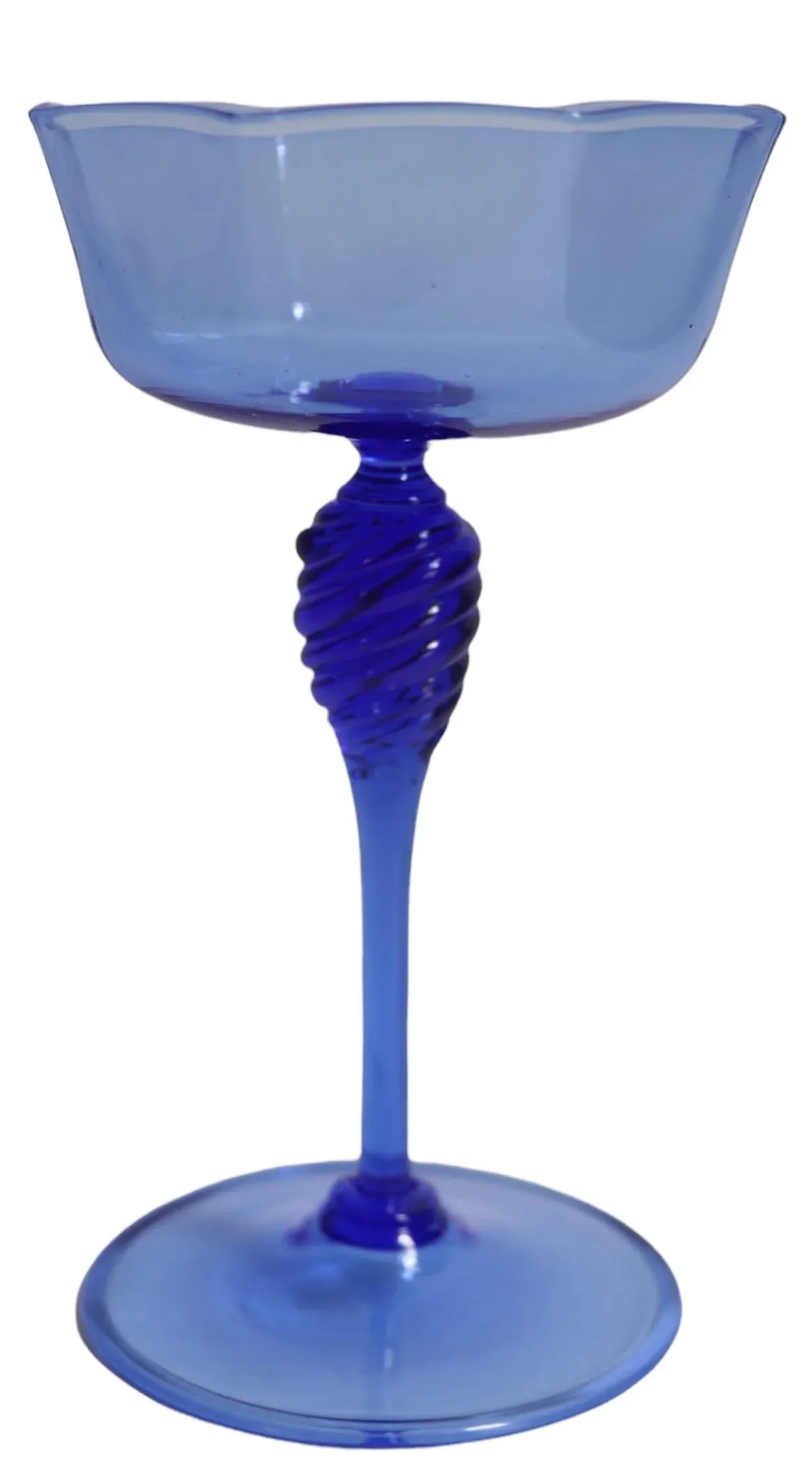 Set of 6 Murano Octagonal Wine Glasses in Blue Glass After Salviati - 2