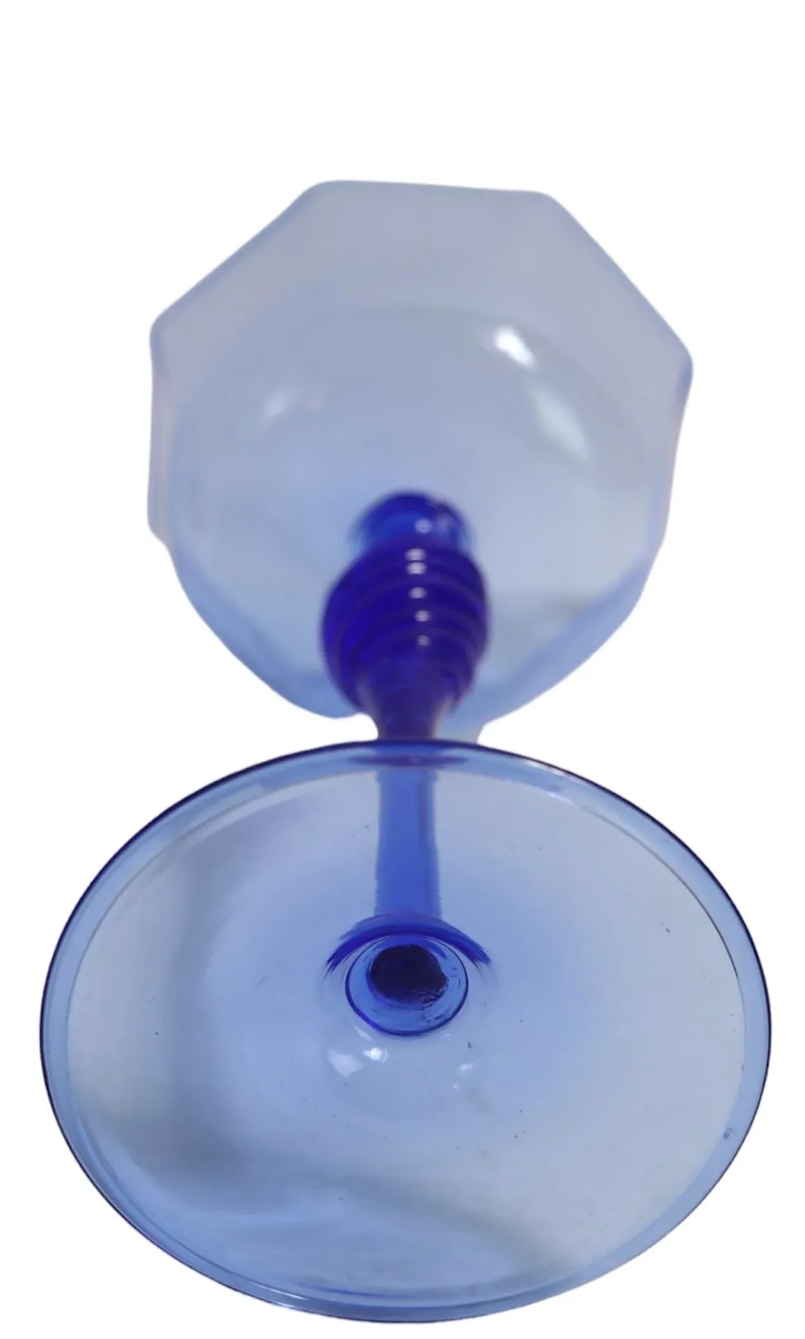 Set of 6 Murano Octagonal Wine Glasses in Blue Glass After Salviati - 5