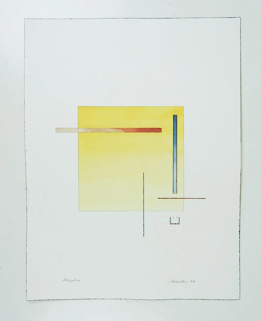 Abstract Yellow Block Geometric Watercolor Painting - 4