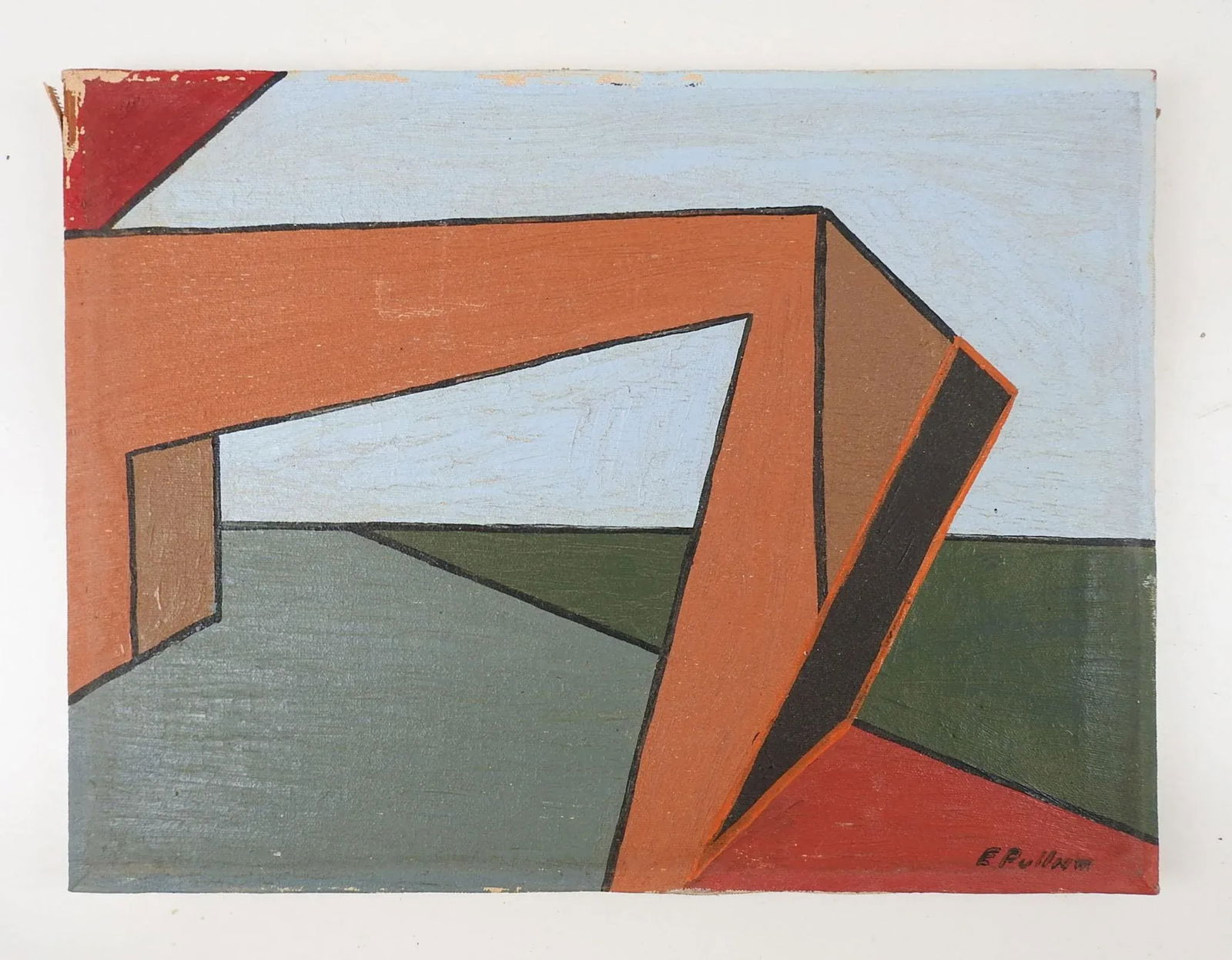 Vintage Mid Century Abstract Color Block Painting - 3