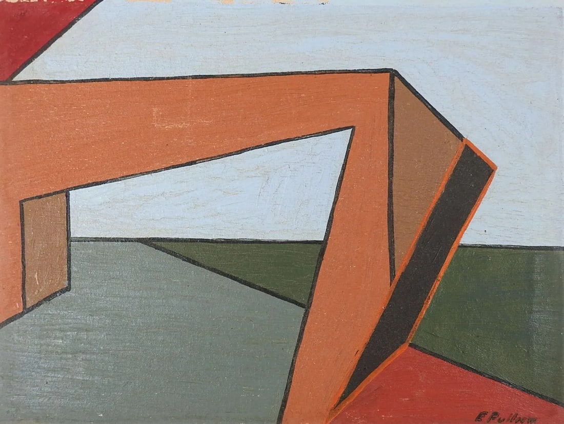 Vintage Mid Century Abstract Color Block Painting - 4