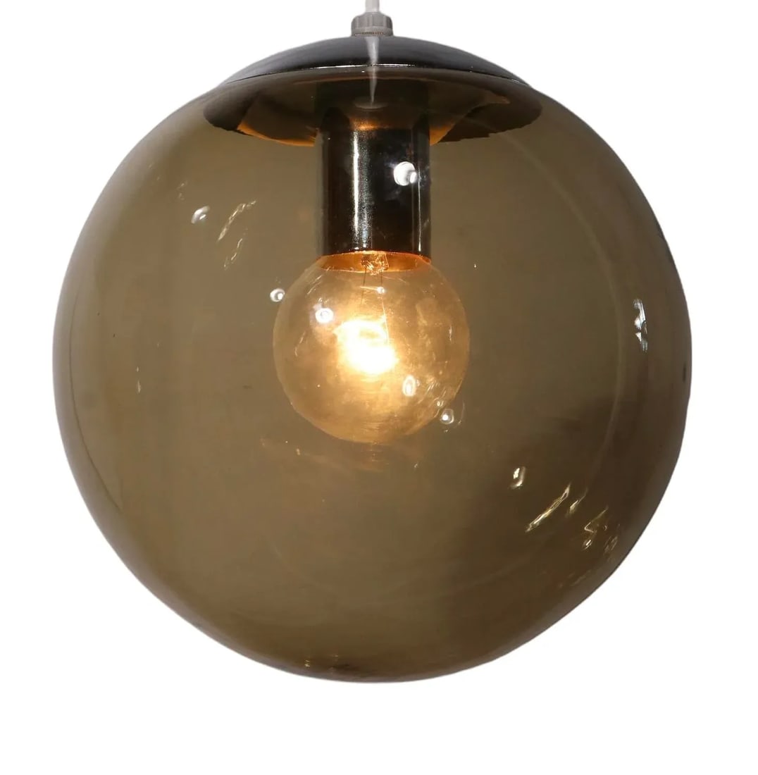 Tinted Glass Ball Fixture Chandelier Pendant Light Circa 1970's - 10