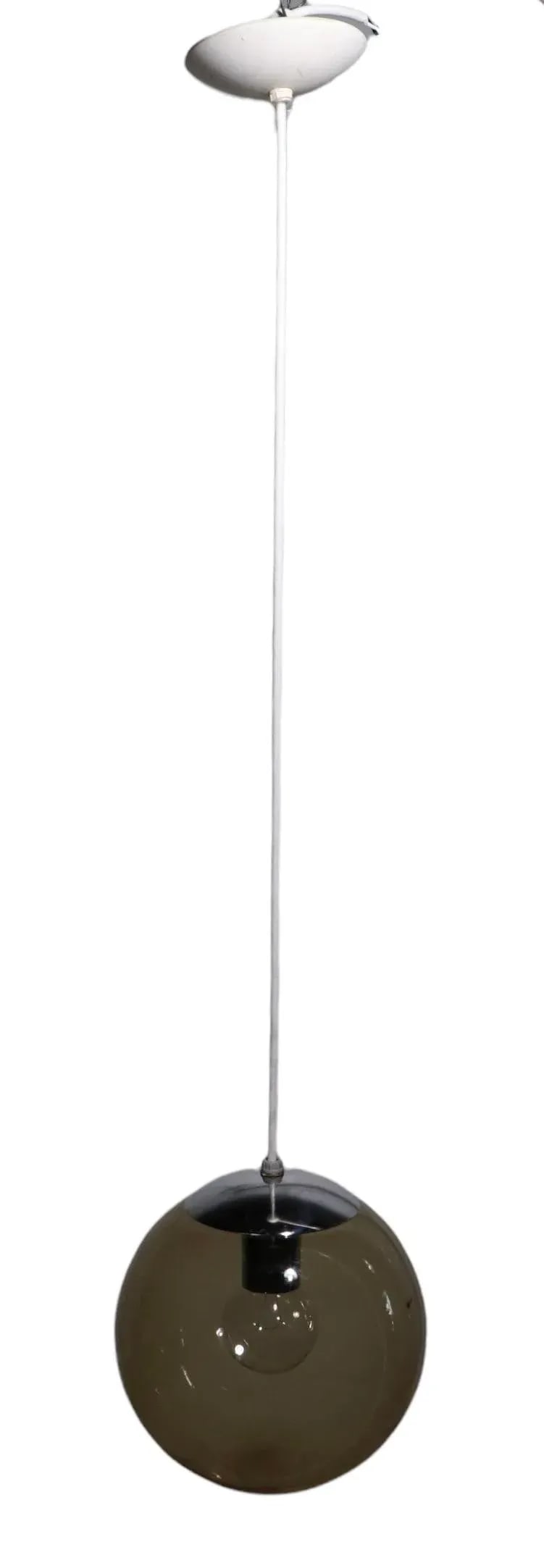 Tinted Glass Ball Fixture Chandelier Pendant Light Circa 1970's - 3