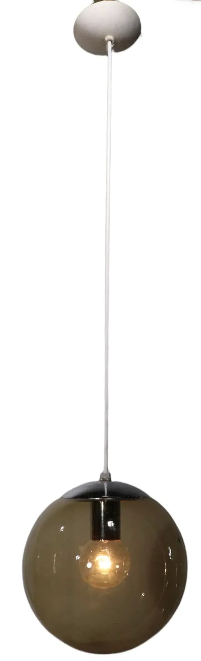 Tinted Glass Ball Fixture Chandelier Pendant Light Circa 1970's - 5