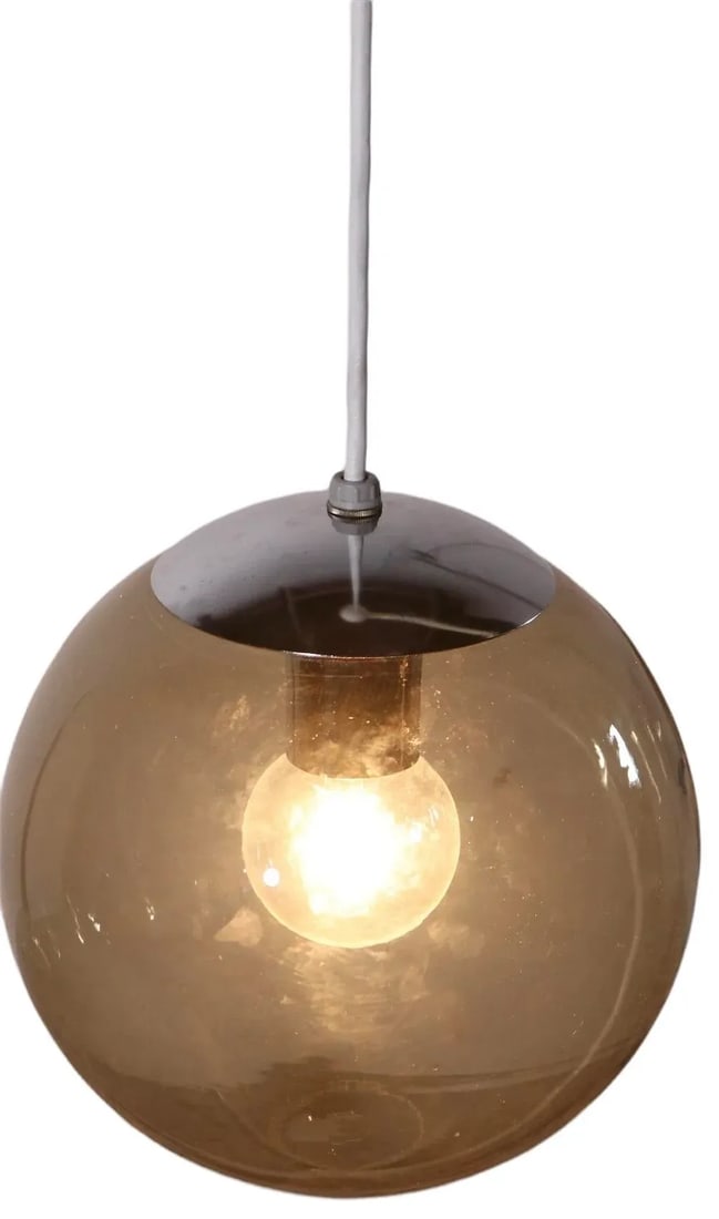 Tinted Glass Ball Fixture Chandelier Pendant Light Circa 1970's - 8