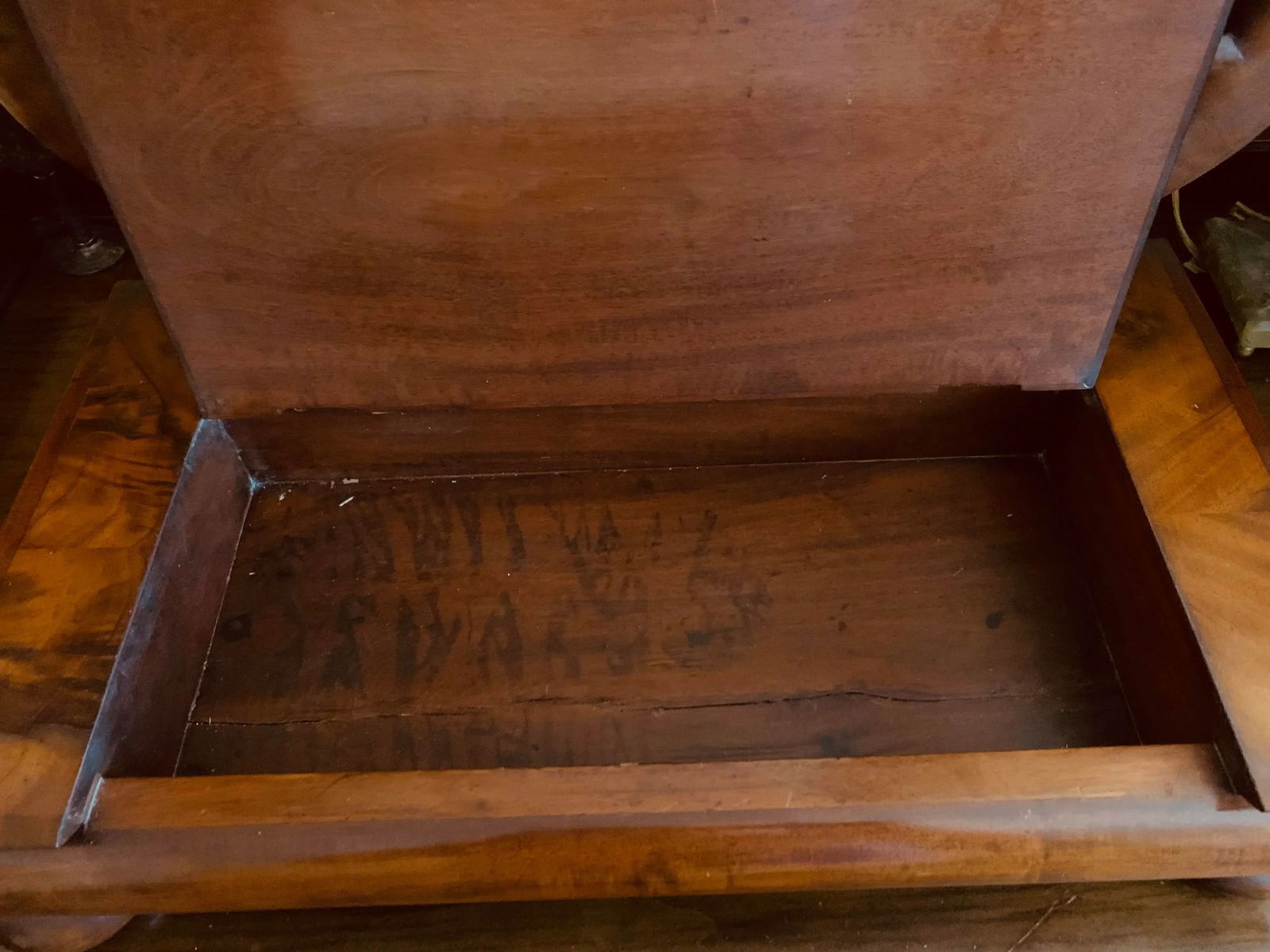 Antique Empire Mahogany Shaving Mirror - 10