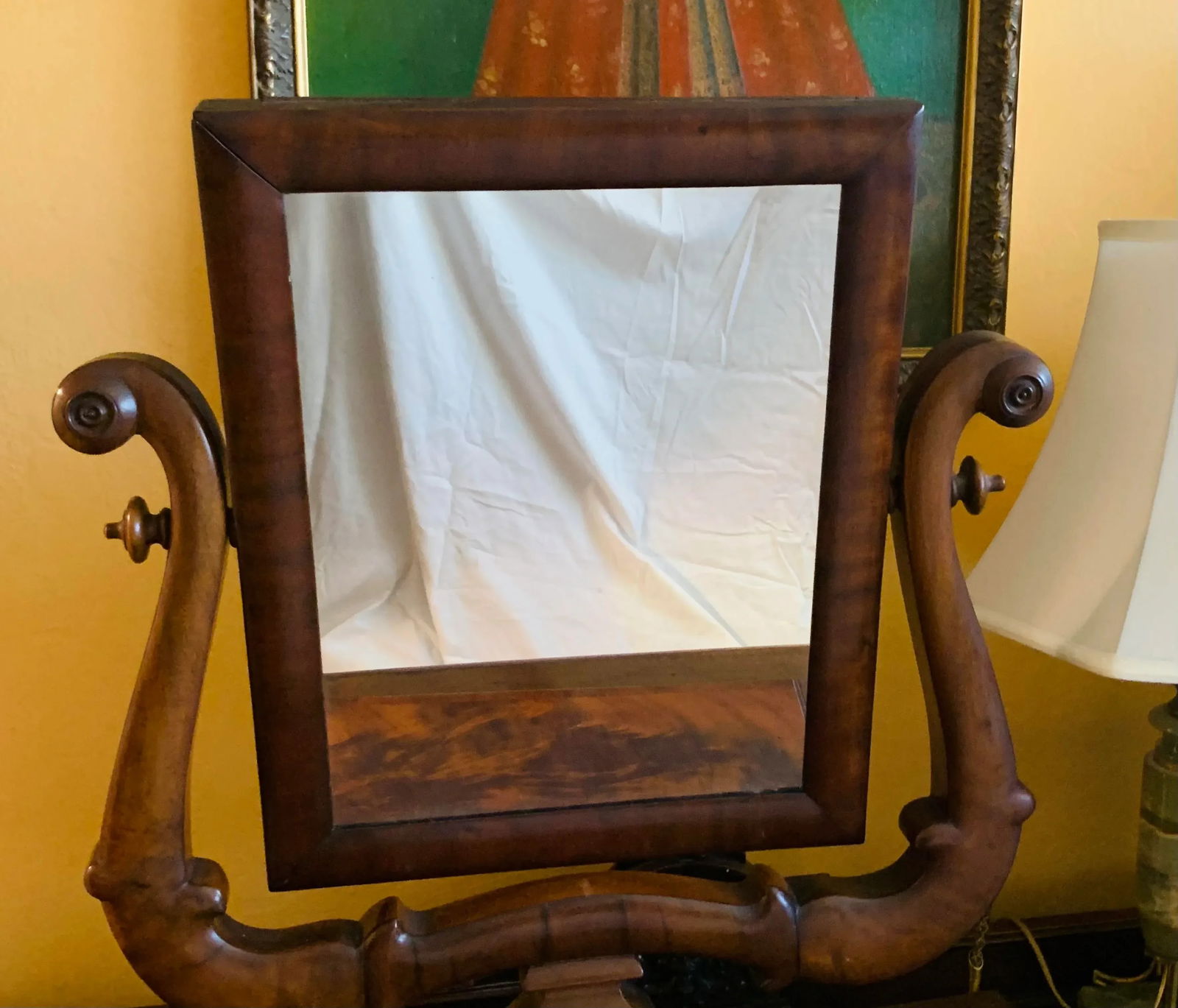 Antique Empire Mahogany Shaving Mirror - 2