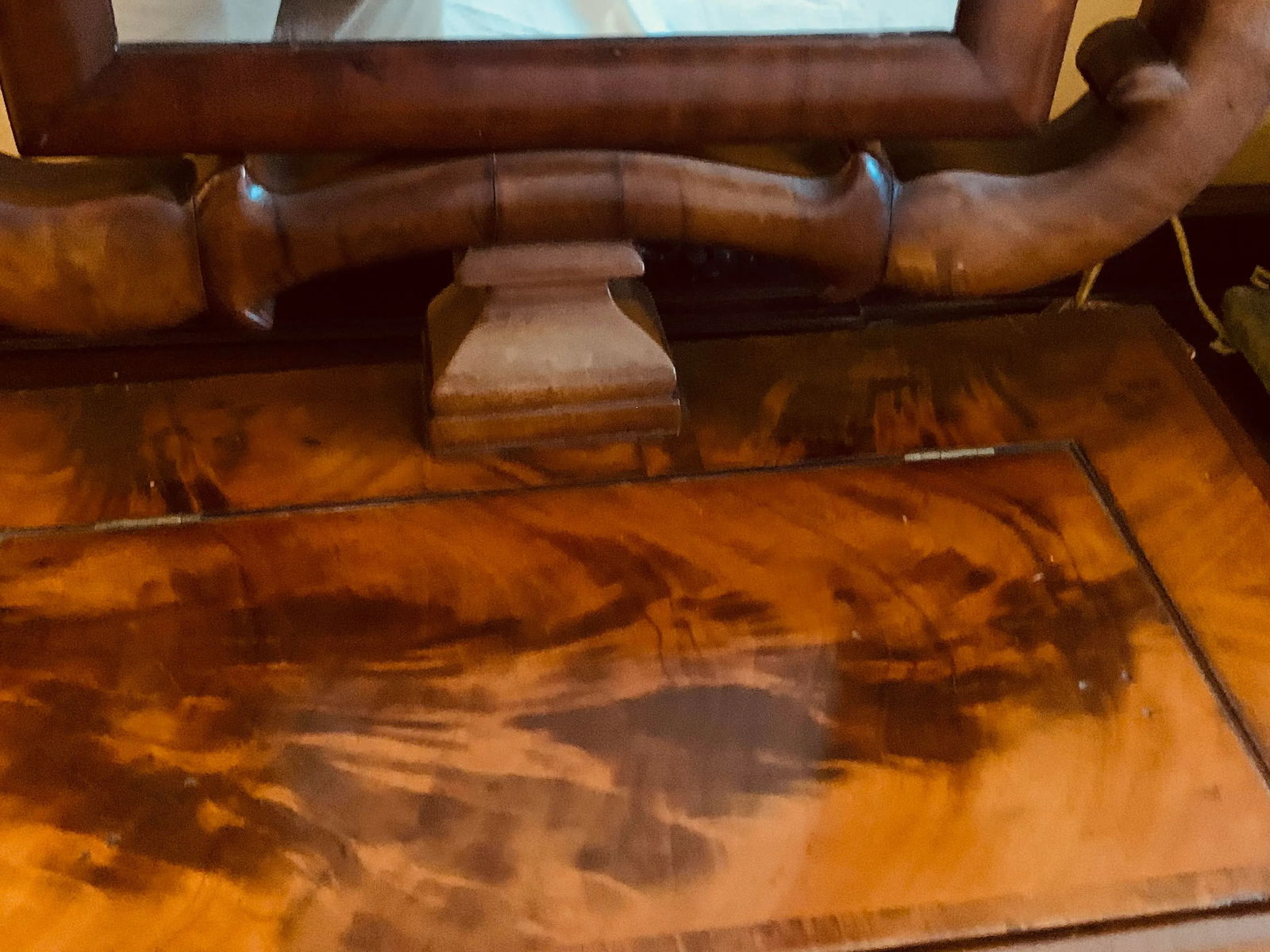 Antique Empire Mahogany Shaving Mirror - 5