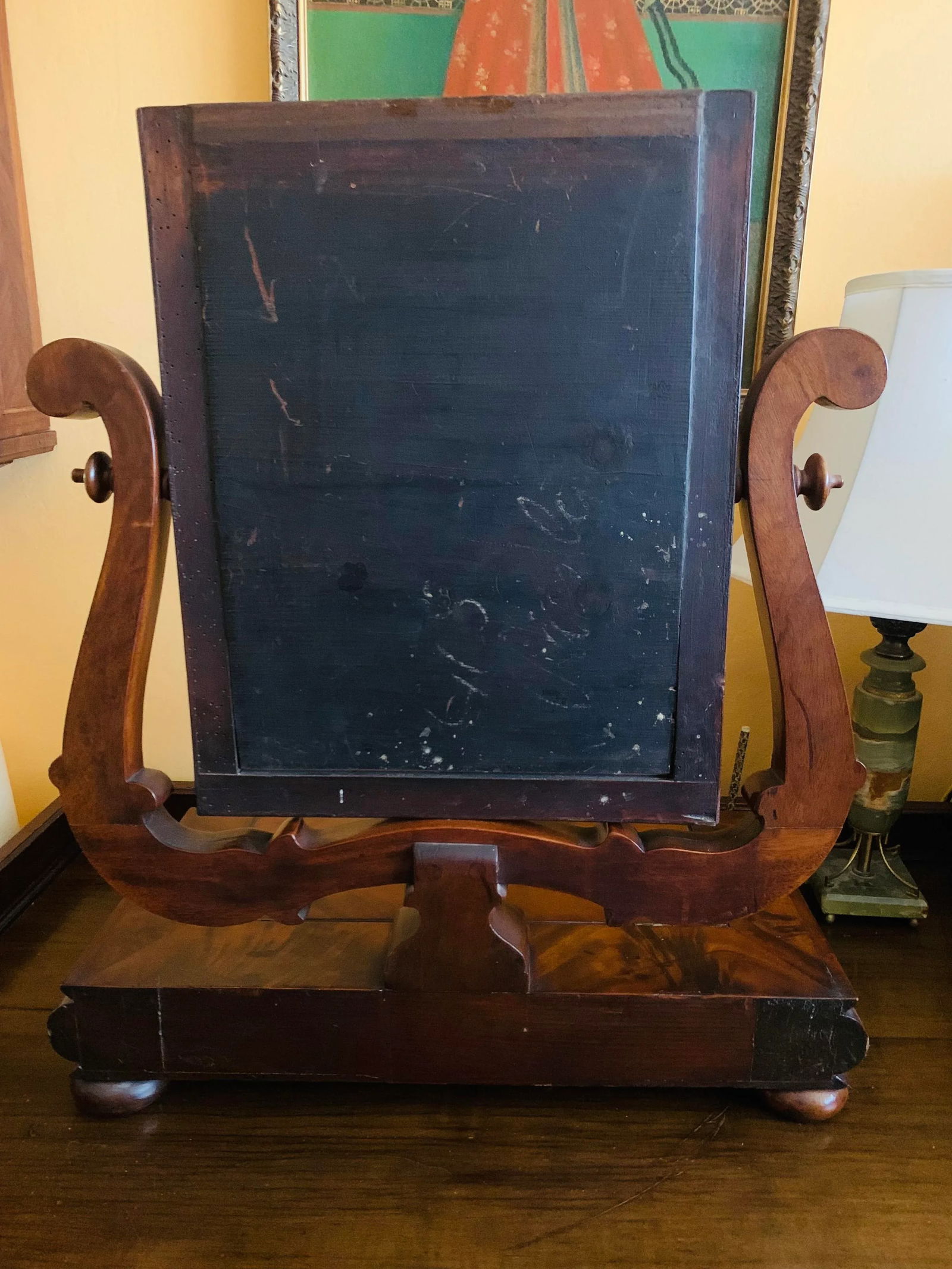 Antique Empire Mahogany Shaving Mirror - 6