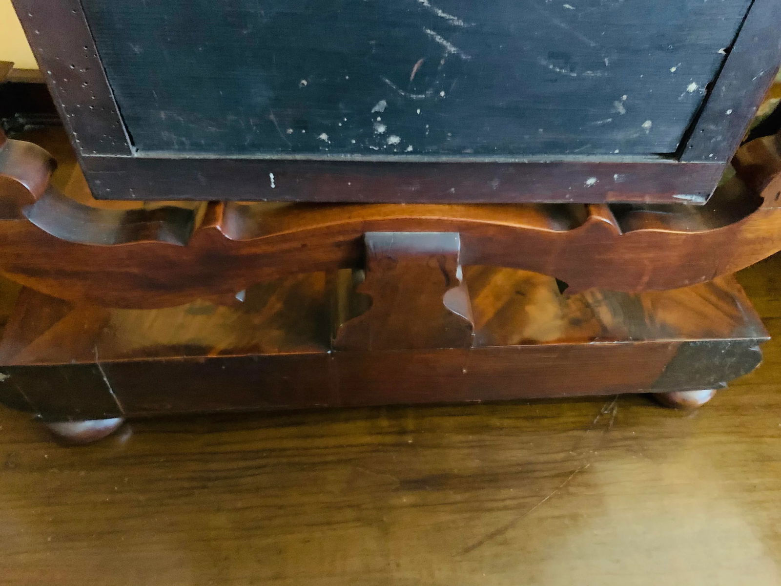 Antique Empire Mahogany Shaving Mirror - 7