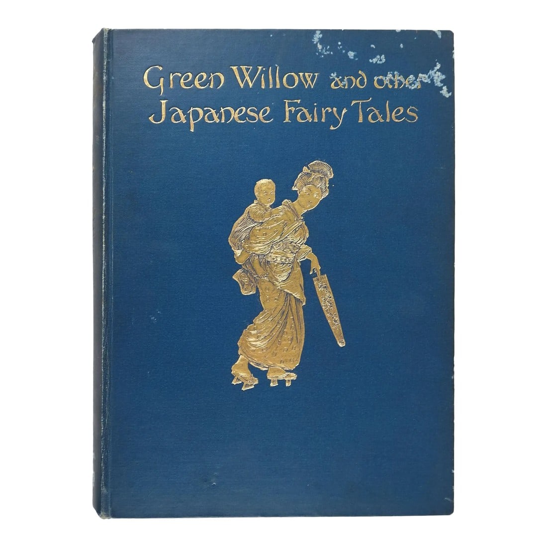 Antique 1910 Green Willow and Other Japanese Fairy Tales Book: Green Willow and Other Japanese Fairy Tales by Grace James, Warwick Goble illustrator. Published by Macmillan and Co. Limited, London, 1910. Blue cloth binding with gilt decoration, shelf wear,
