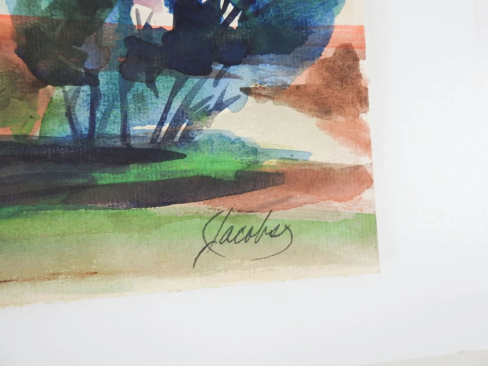 Vintage Plein Air Texas Landscape Watercolor Painting - 2