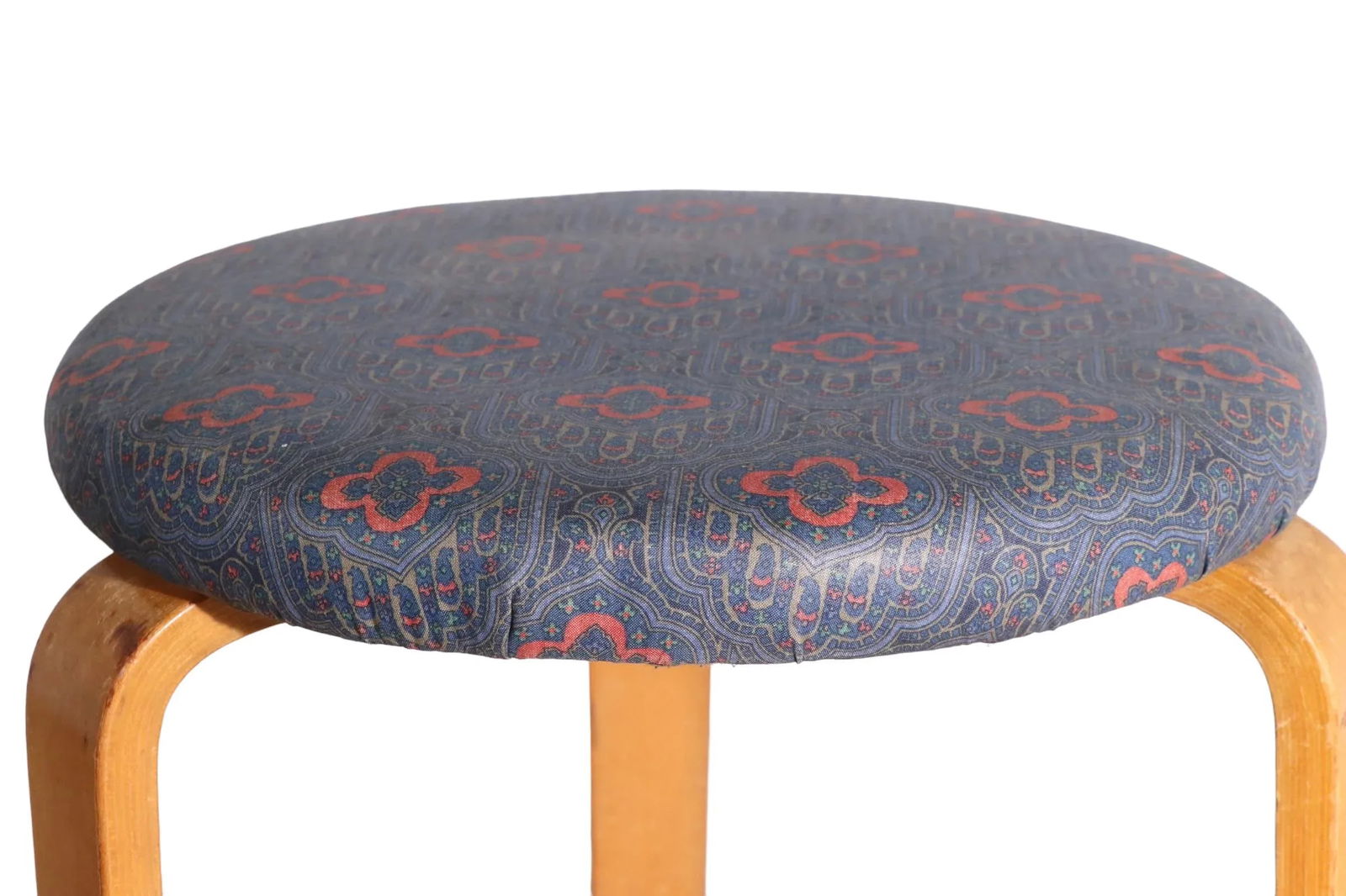 Vintage Aalto Stool Model 60 With Upholstered Top - 7