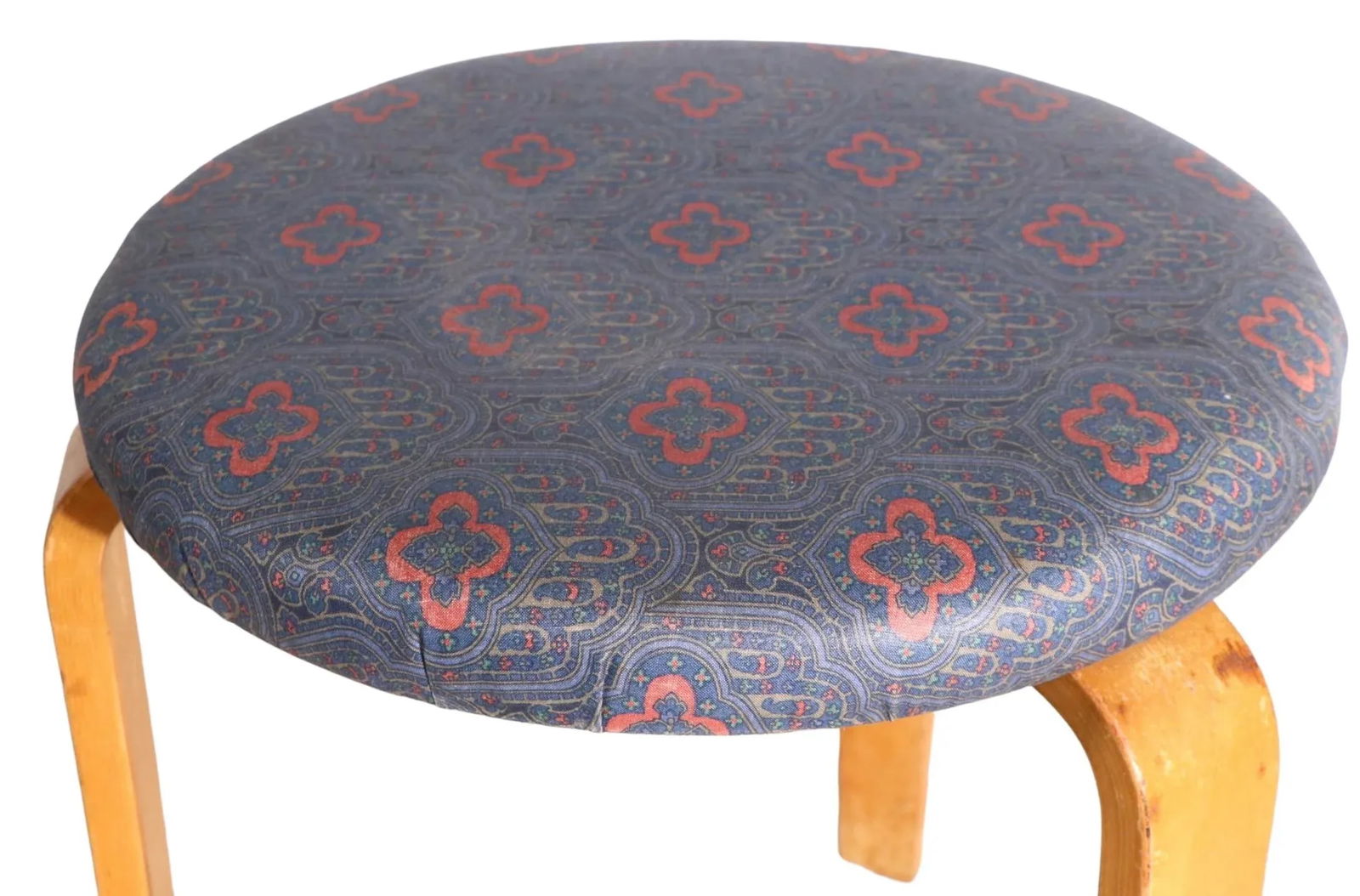 Vintage Aalto Stool Model 60 With Upholstered Top - 9