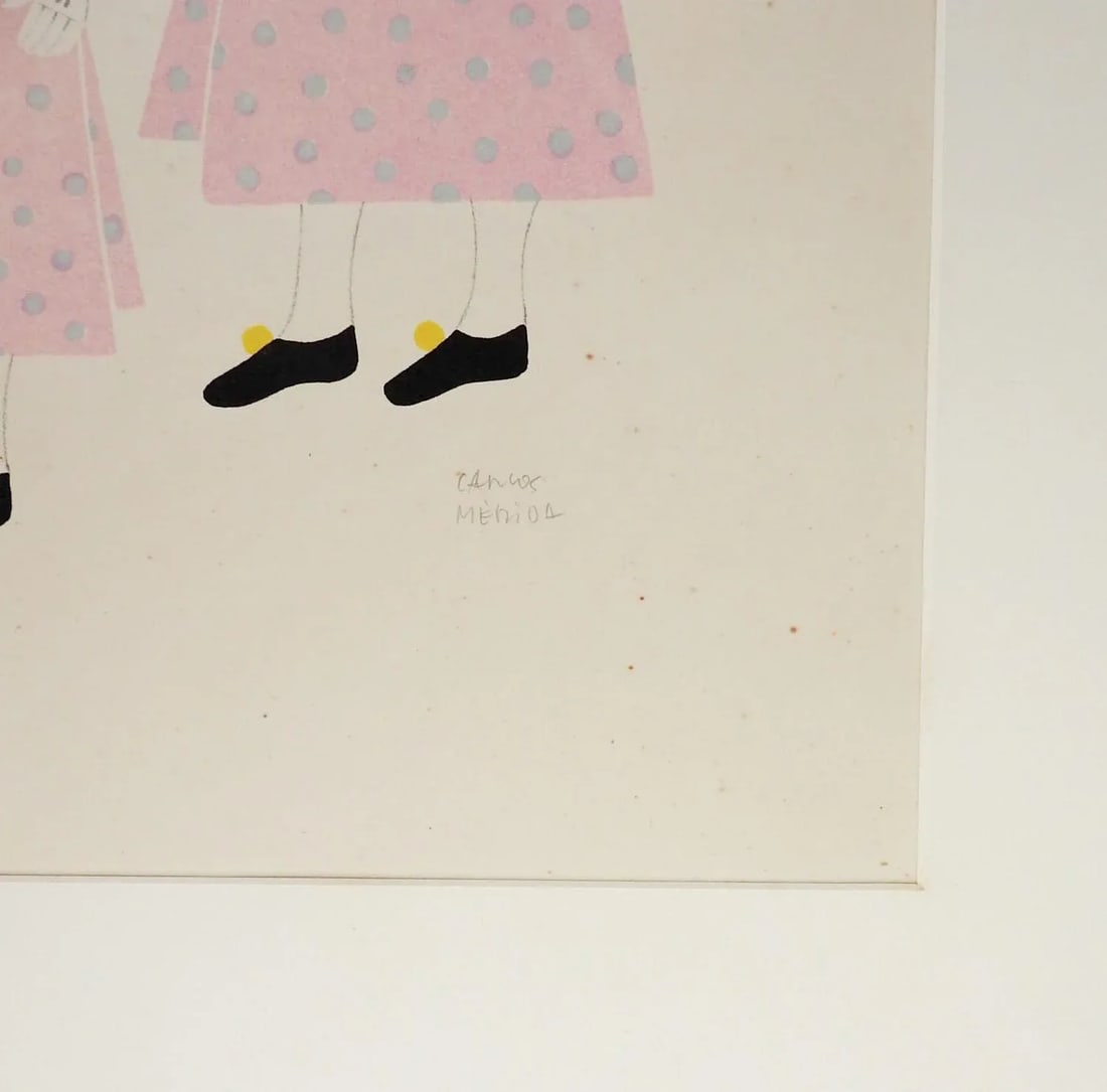 Vintage 1940 Carlos Merida Pink Dress Serigraph - 2