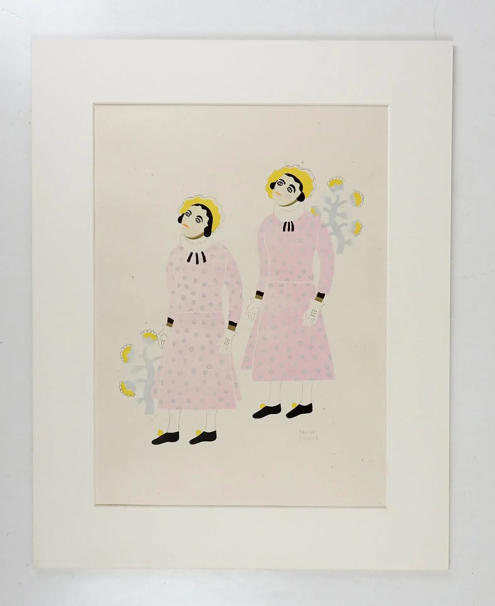 Vintage 1940 Carlos Merida Pink Dress Serigraph - 3