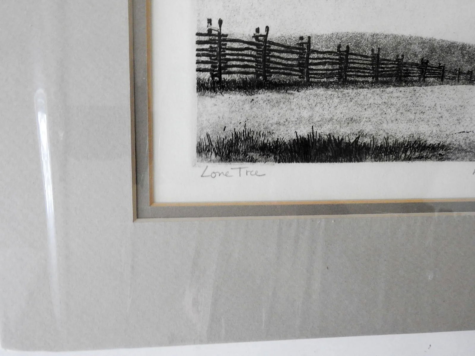 Vintage Mid Century Lone Tree Landscape Etching - 3