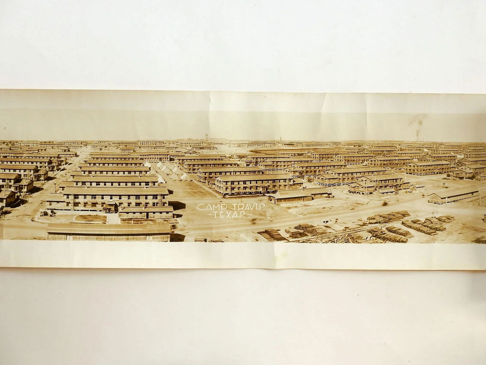 Antique 64" Eugene Goldbeck Panoramic Photo 1917 Camp Travis Wwi San Antonio - 3