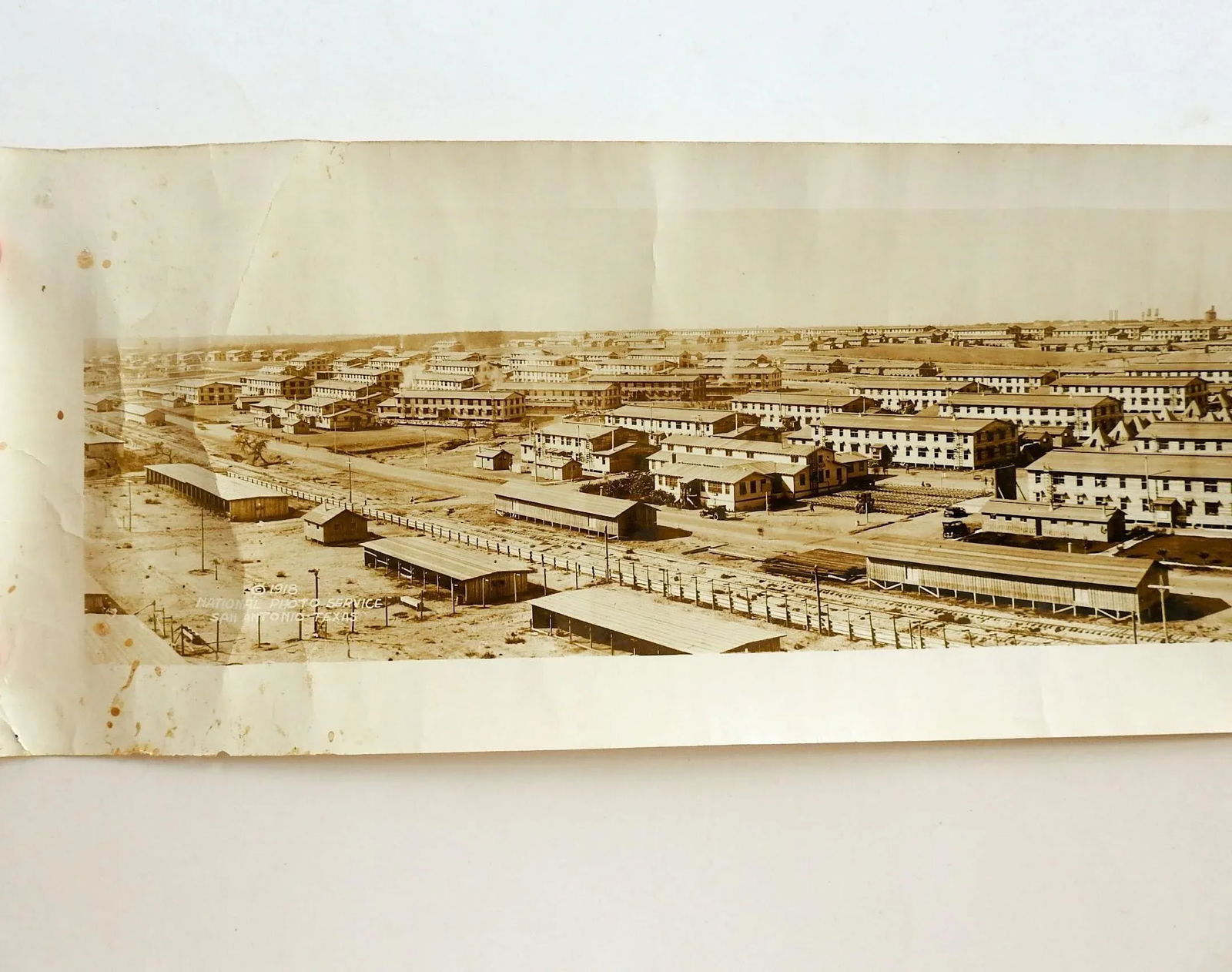 Antique 64" Eugene Goldbeck Panoramic Photo 1917 Camp Travis Wwi San Antonio - 9