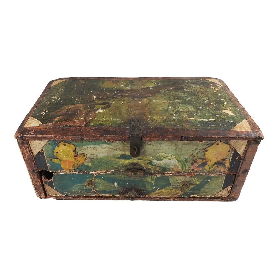 Antique Distressed Folk Art Box (1 of 13)