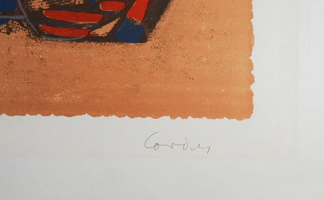 Vintage Mid Century Modern Abstract Ships Lithograph - 2