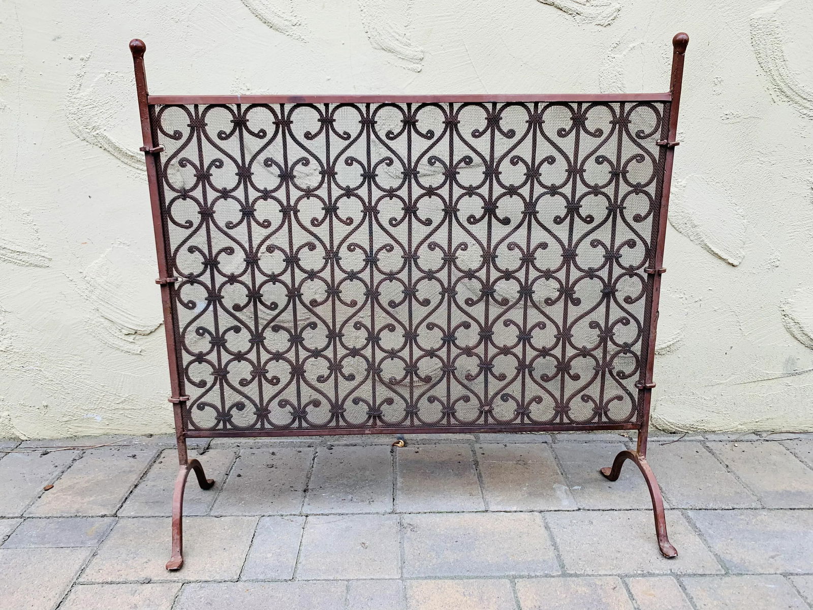 Antique Late 19th Century Spanish Wrought Iron Fireplace Screen - 5