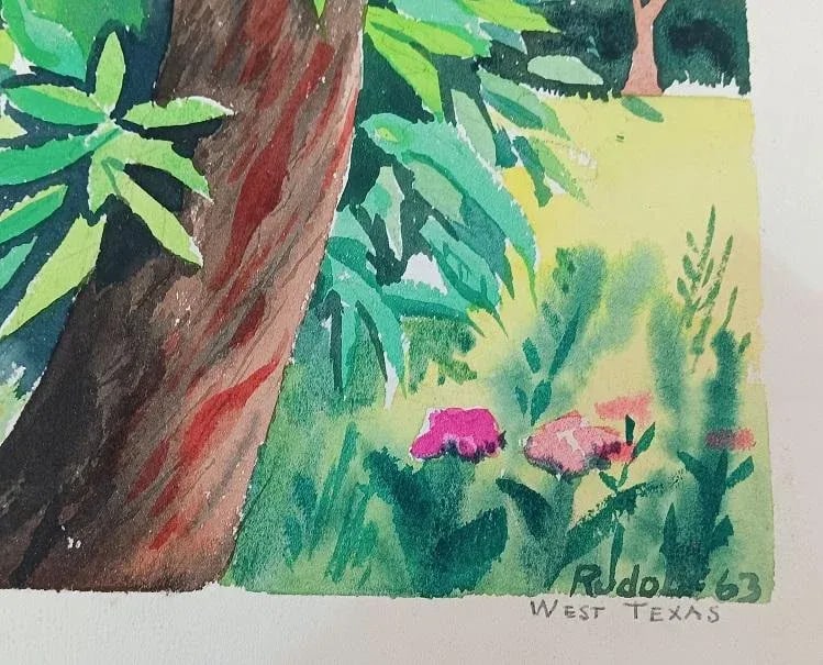 Vintage 1963 West Texas Landscape Watercolor Painting - 2