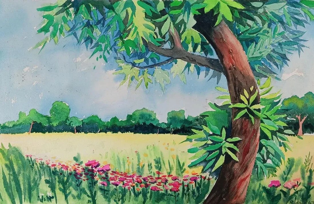 Vintage 1963 West Texas Landscape Watercolor Painting - 4