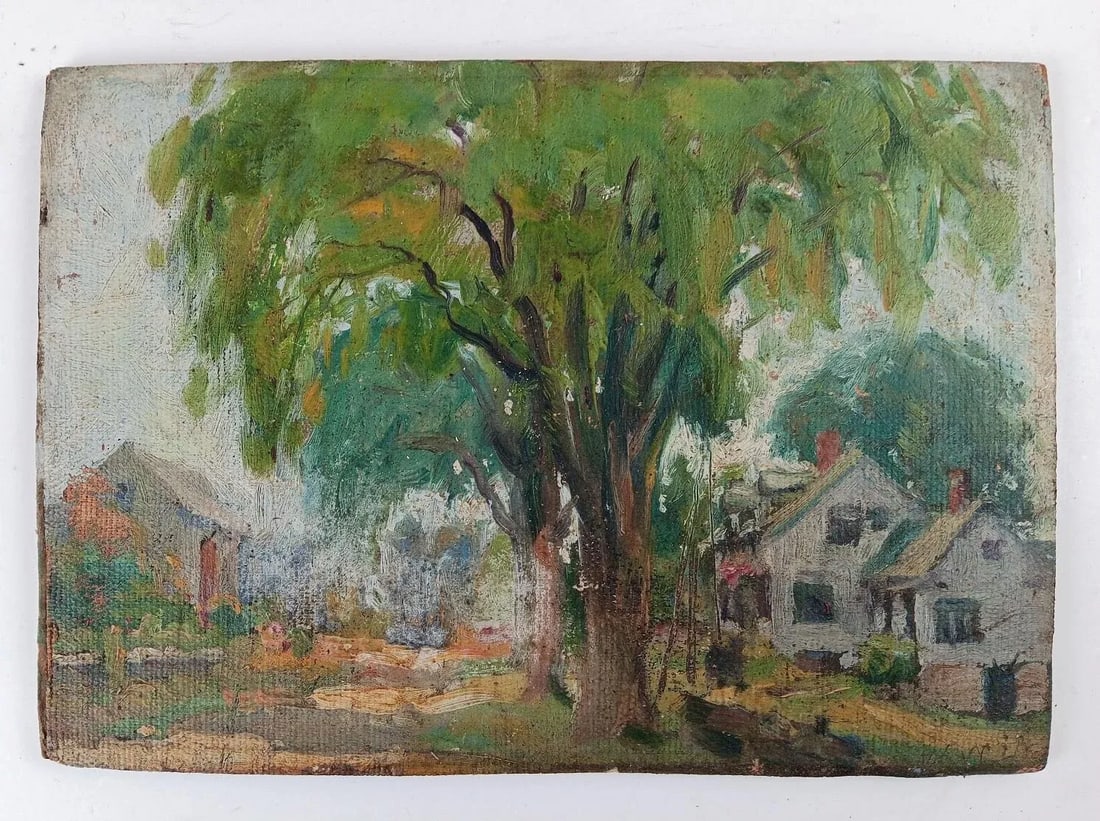 Vintage 1925 William Woodward Farmhouse Painting - 4