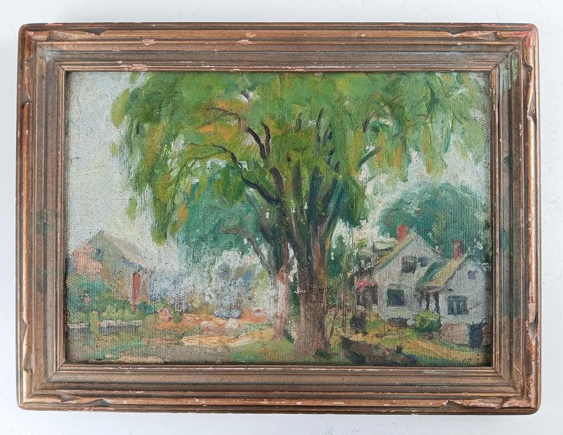 Vintage 1925 William Woodward Farmhouse Painting - 7