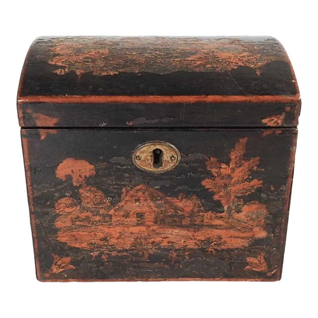 Antique Pastoral Scene Tea Caddy Box (1 of 13)