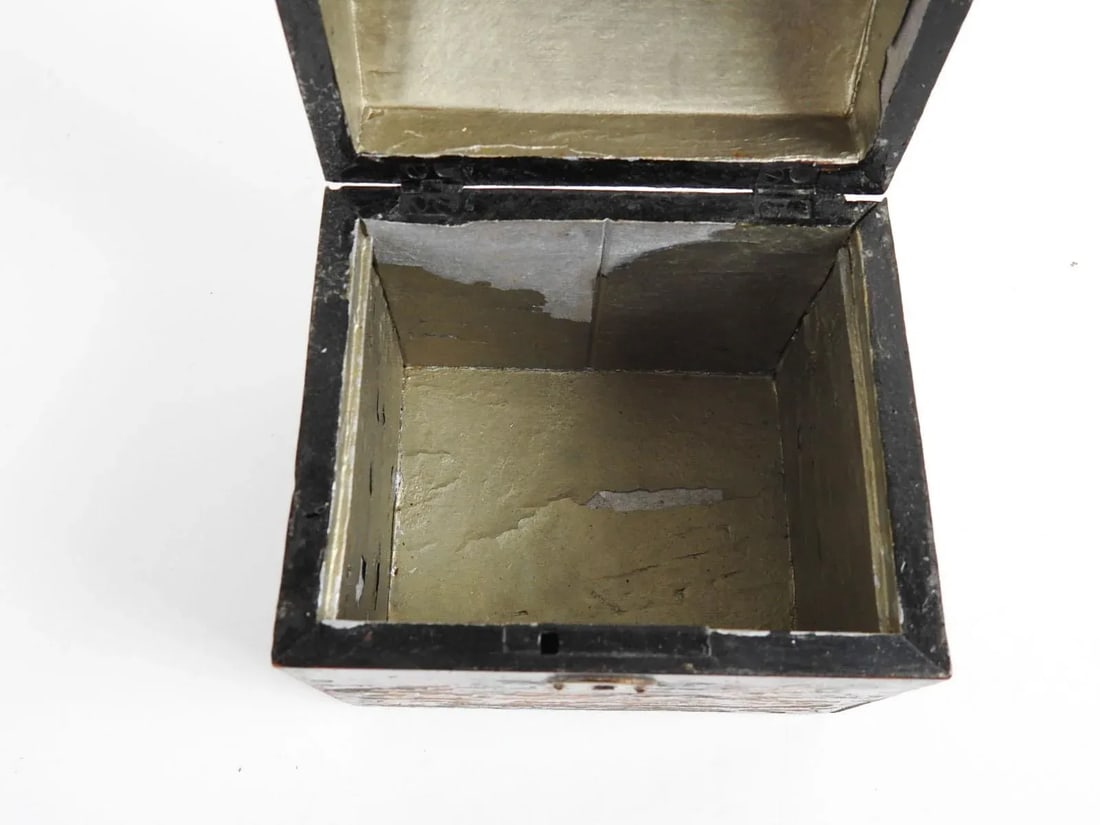 Antique Pastoral Scene Tea Caddy Box - 8