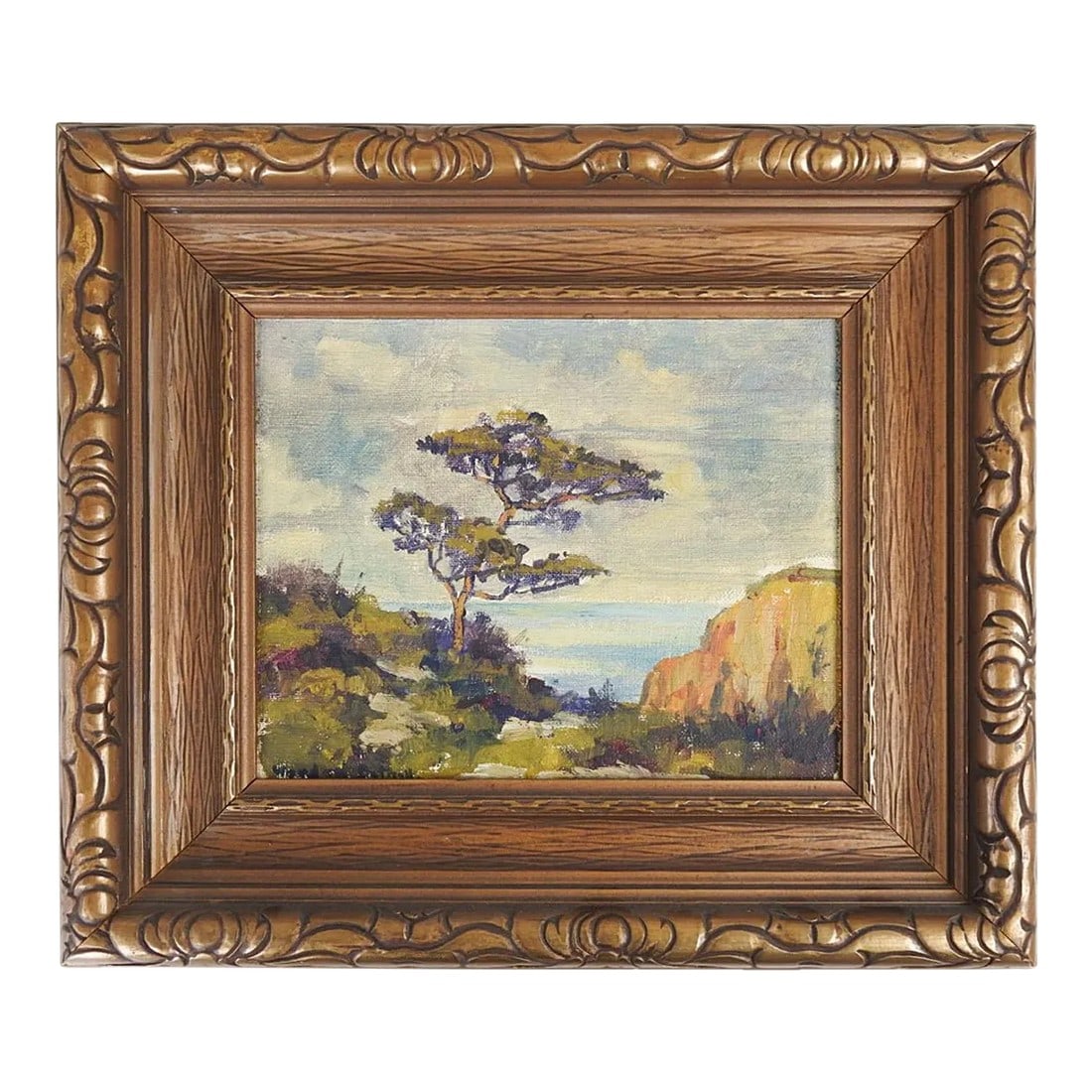 Vintage Charles Bethell California Coastal Landscape Painting: Vintage circa 1930's oil on canvas board California coastal landscape painting by Charles Worden Bethell (1899-1951) California, Colorado. Signed lower left corner. Displayed in period giltwood