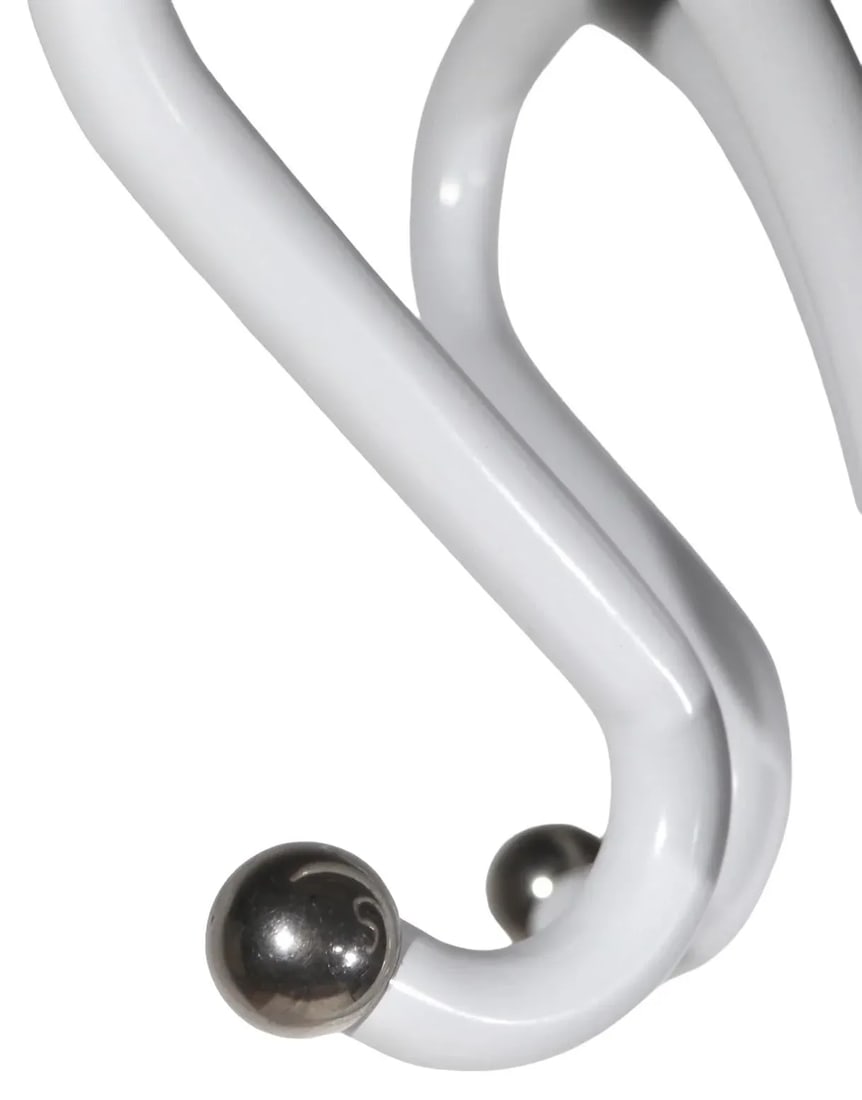 Four Hook Coat Rack Stand Newly Powder Coated to Bright White With Chrome Ball Fittings C 1930/1950' - 4