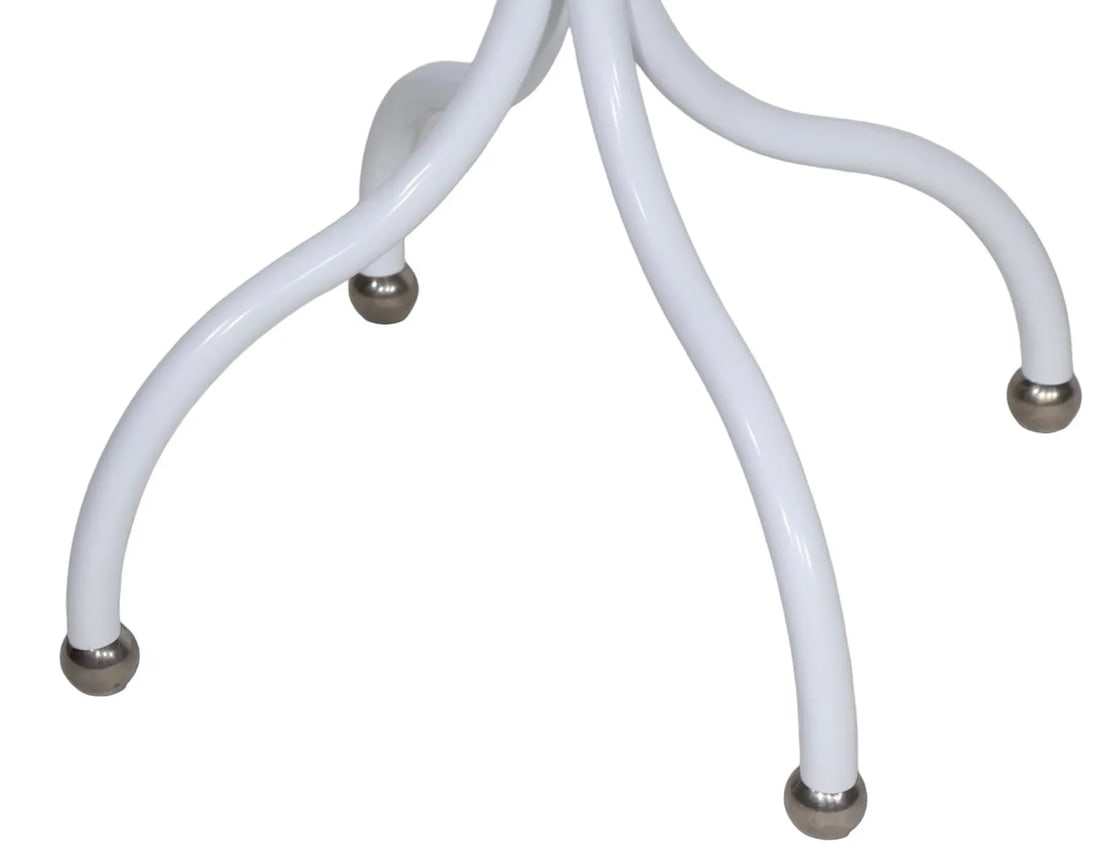 Four Hook Coat Rack Stand Newly Powder Coated to Bright White With Chrome Ball Fittings C 1930/1950' - 5