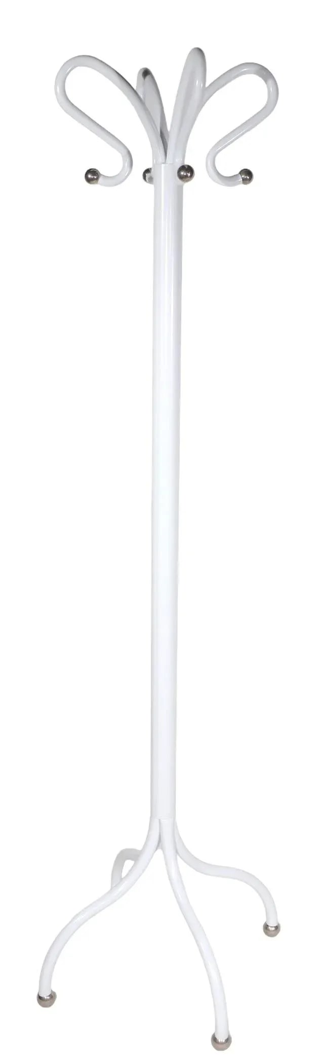 Four Hook Coat Rack Stand Newly Powder Coated to Bright White With Chrome Ball Fittings C 1930/1950' - 6