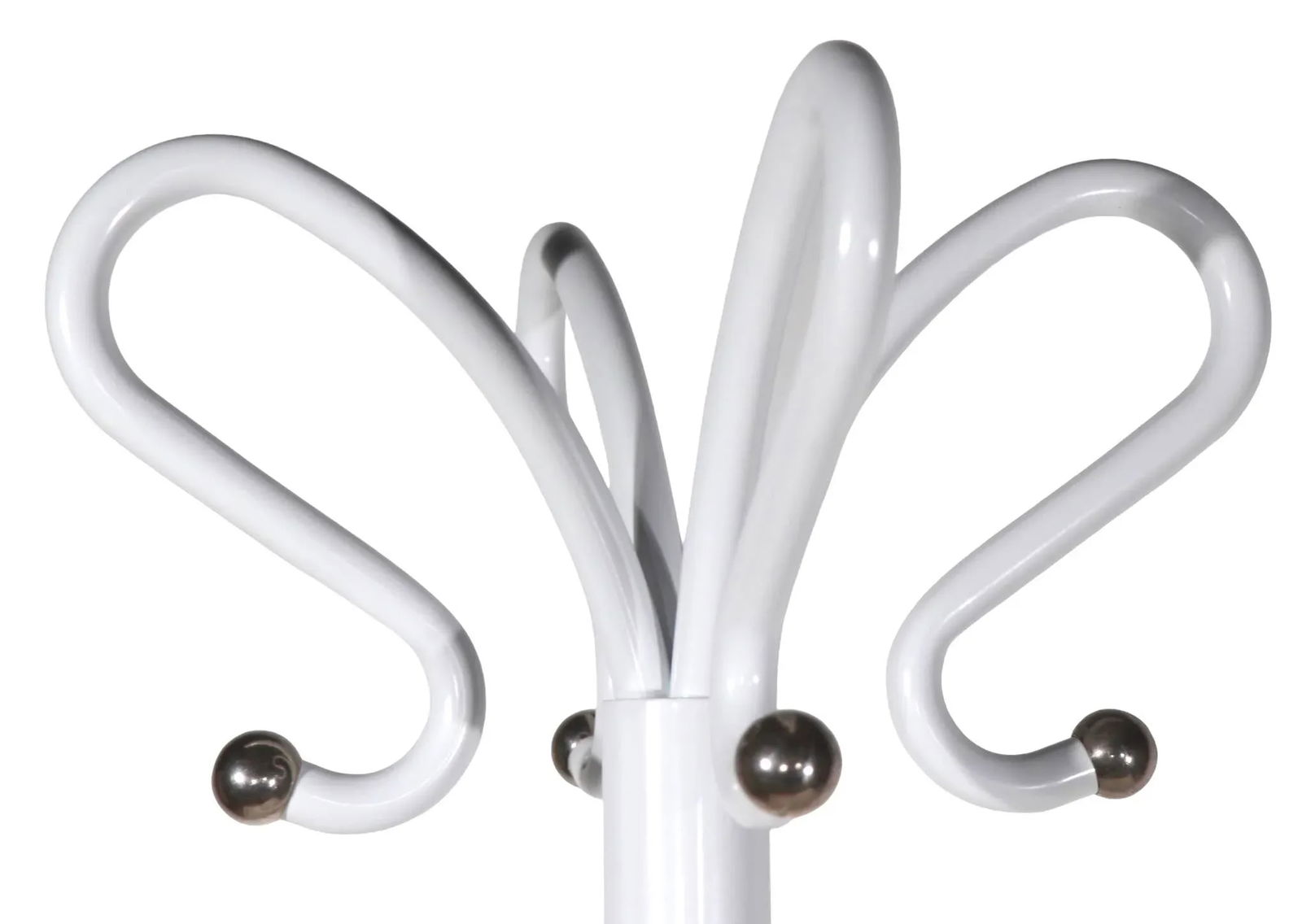 Four Hook Coat Rack Stand Newly Powder Coated to Bright White With Chrome Ball Fittings C 1930/1950' - 7