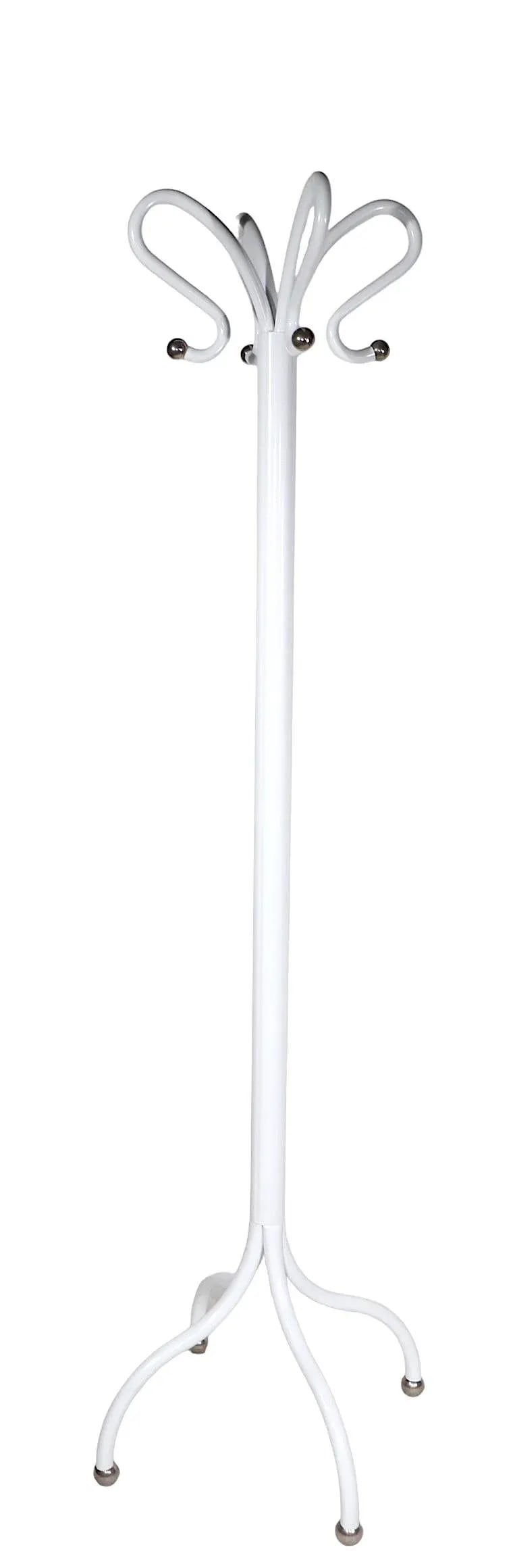 Four Hook Coat Rack Stand Newly Powder Coated to Bright White With Chrome Ball Fittings C 1930/1950' - 8