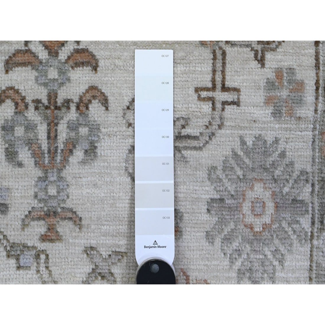 Sand White Afghan Angora Oushak Hand Knotted Mat Oriental Rug - 3