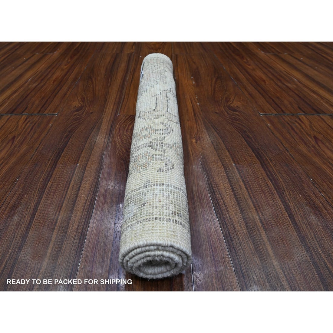 Sand White Afghan Angora Oushak Hand Knotted Mat Oriental Rug - 4