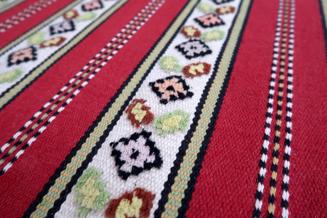 Handmade vintage Persian Ardabil runner 2' x 6.5' (61cm x 201cm) 1970s - 4