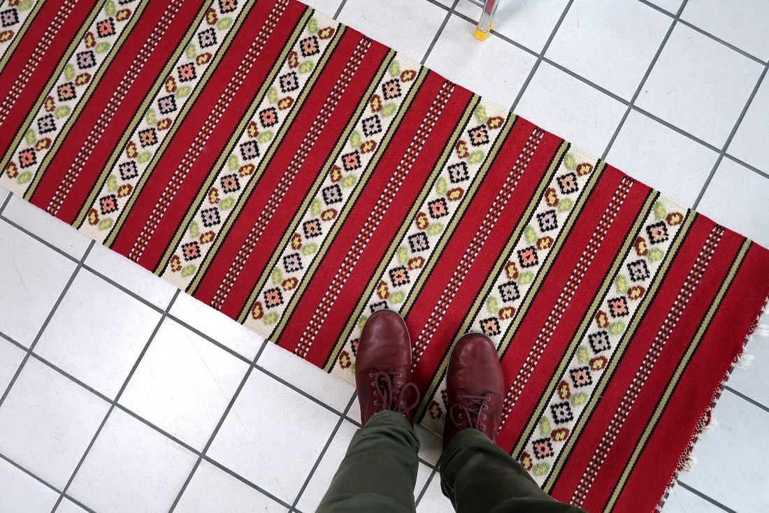 Handmade vintage Persian Ardabil runner 2' x 6.5' (61cm x 201cm) 1970s - 7