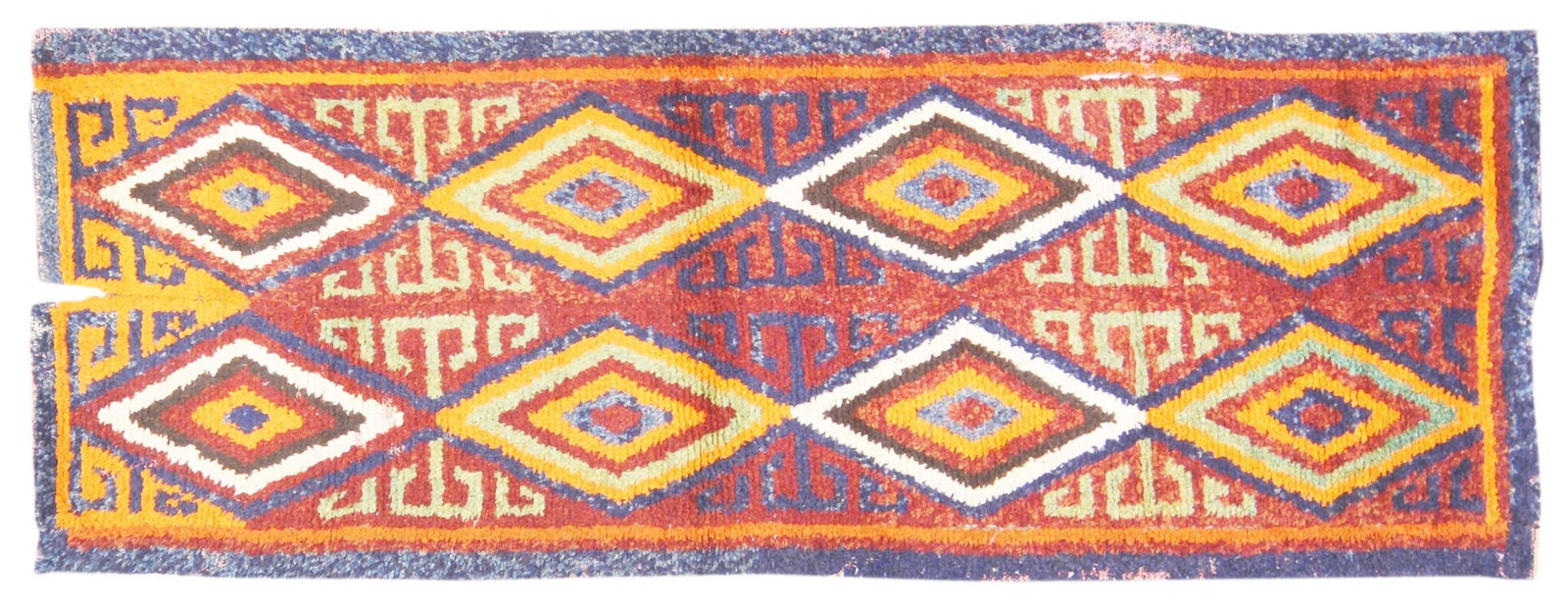UZBEKISTAN HAND KNOTTED WOOL RUG: Title: UZBEKISTAN HAND KNOTTED WOOL RUG Size: 3'2X9 Age: VINTAGE Origin: UZBEKISTAN Style: JULKHYR Material: WOOL Care: PROFESSIONAL Structure: HAND KNOTTED Design: ANTIQUES Reserve: $900.00 Shippin